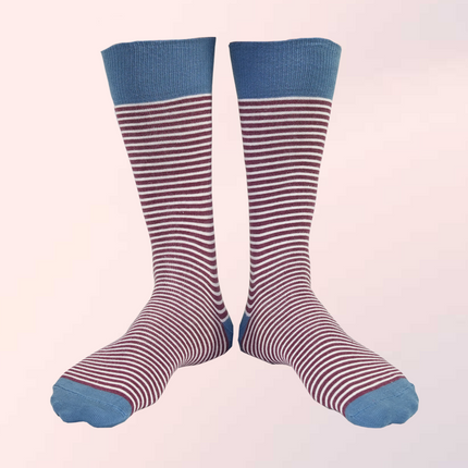 Bordo Çizgili Unisex Çorap 3'lü