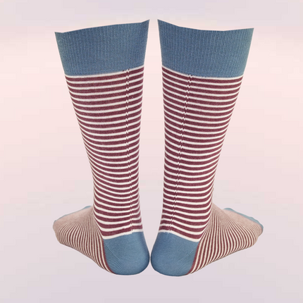 Bordo Çizgili Unisex Çorap 3'lü