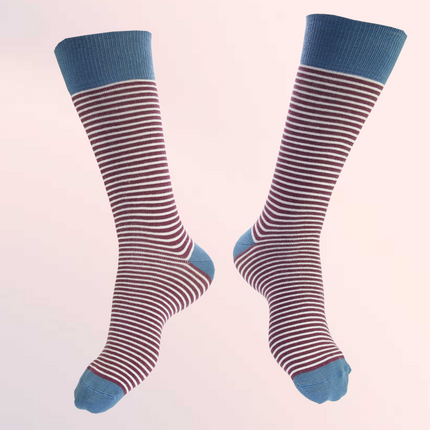 Bordo Çizgili Unisex Çorap 3'lü
