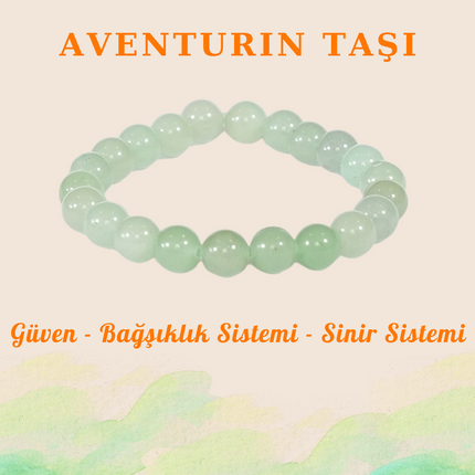 Sertifikalı Doğal Aventurin Taşı Bileklik