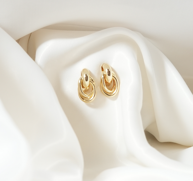 Çelik Örgü Model Gold Renk Küpe